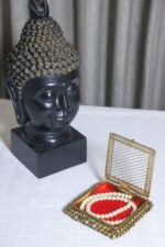 Ornate Metal Jewelry Box with Red Velvet Lining - Image 2