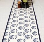 Indigo Bloom Block Printed Table Runner