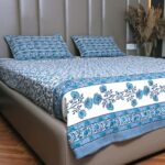 Blue Blossom Jute Bedsheet Set - Image 4
