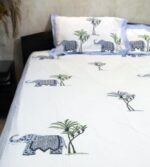 Blue Elephant Cotton Bedsheet Set - Image 2