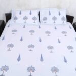 Blue Palm Trees Cotton Bedsheet Set - Image 2